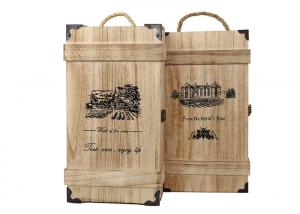 China Burnt Color Double Wooden Wine Box , Nartural Color Wooden Wine Display Boxes on sale