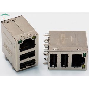 Side Entry RJ45 Modular Jack USB Stacked Connector MU88-B031-CRL101