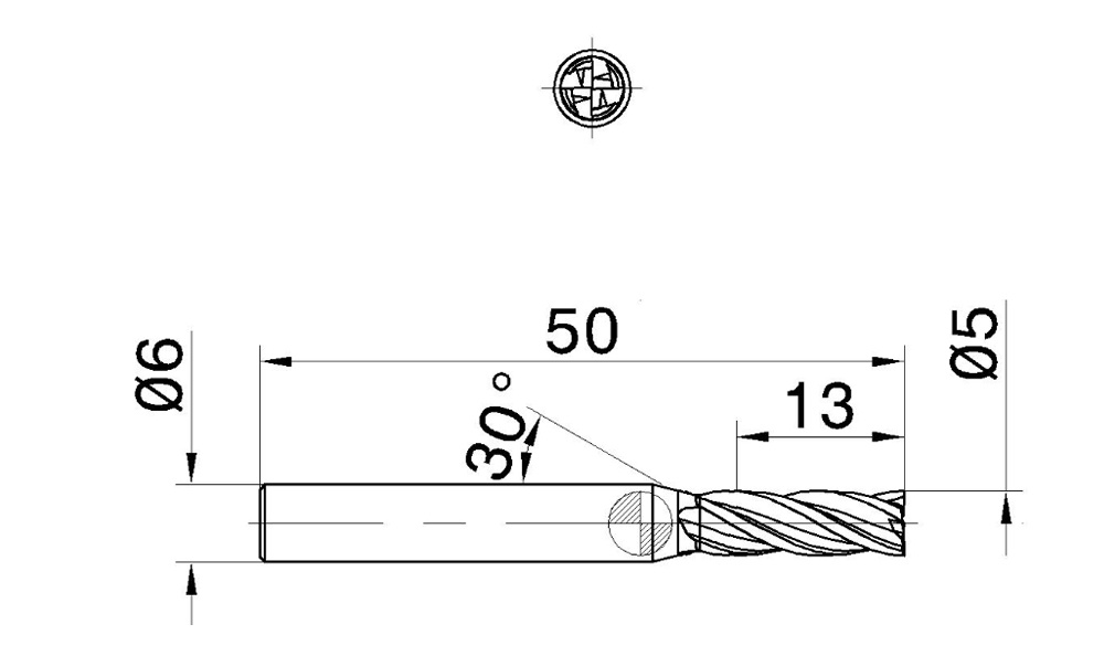 65HRC 5mm 4 Flutes Cemented Carbide End Mill for Stainless Steel