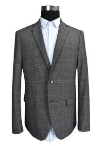 China Grey Mix Check Mens Casual Blazer Jacket Custom Size Regular Clothing Length factory