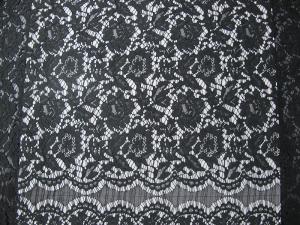 China Black Nylon Corded Lace Fabric Floral Knitted Shrink-Resistant factory