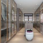 Luxury Wood Veneer 3 Door Wardrobe Bedroom Furniture Knocked Down Structure