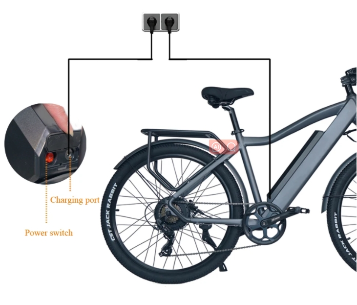 7 Speed Electric Mountain Bike 500W 48V Motor 17Ah Battery Disc Brake For Adults