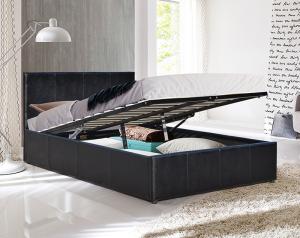 China Black Faux Leather Storage Bed Frame Modern Design Queen Size factory