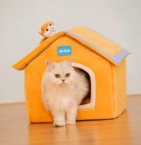 China Pink Orange Cat Sleeping House For Cat &amp; Dog Beds With Soft Pillow factory