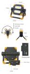 1A 5V Portable LED Work Light Stand TPR Hyper Tough Rechargeable