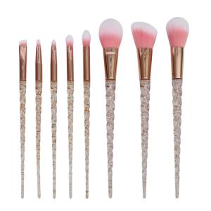 China 8PCS Fashion Design Cosmetic Brush Pink Glitter Plastic Handle Makeup Brush factory