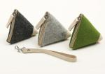 Zipper Type Triangle Handmade Felt Coin Bags 9*19 Cm Small Felt Bags