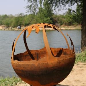 China Rustic Red Steel Spheres Steel Fire Pits With Wood/Gas Fuel Type 3mm Thickness factory
