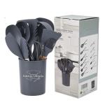 Silk Printing or Debossed Logo 12PCS Silicone Kitchen Utensils Set with Plastic