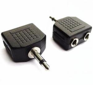 China Audio Cable Connectors , 3.5mm Mono Male to Dual Port 3.5mm Mono 2 Female Splitter Adapter factory