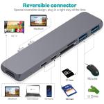 Aluminium USB Hub 7 Ports Dual Type C Docking Hub for Macbook Pro