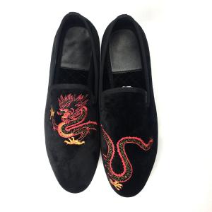 China Slip On Mens Black Suede Tassel Loafers With Red Leather factory