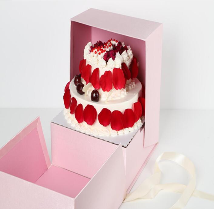 Surprise Cake Flower Chocolate Rose Packaging Paper Cardboard Rigid Birthday Gift Box