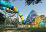 90 KW Power Commercial Pool Water Slide 4 Riders Load 1 Year Warranty