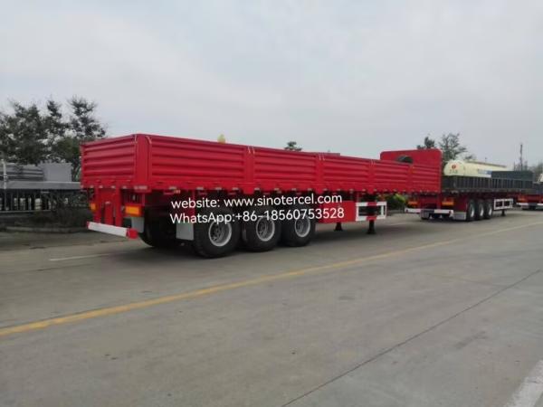 3 Axles Red Pallet Transport Sidewall Semi Trailer Dropside Trailer Carry