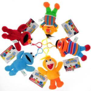 China Cute Sesame Street Plush Stuffed Toys with Hook keychain toys factory