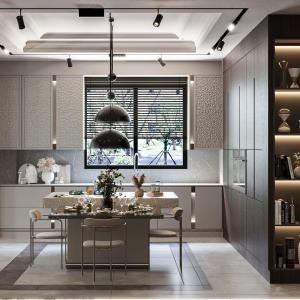 China Free Design Custom Wood Veneer Kitchen Cabinet Modern Classic Wood Kitchen Cabinet factory