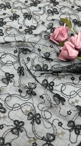 China For Ladies Luxary Flower Sequin Embroidery Fabric Lace Fabric For Wedding And Birthday Occasions factory