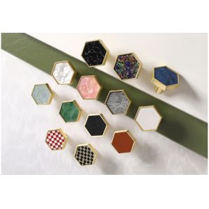 China 30mm Zinc Alloy Hexagon Knobs Handles Cabinet Pulls For Home Decoration on sale