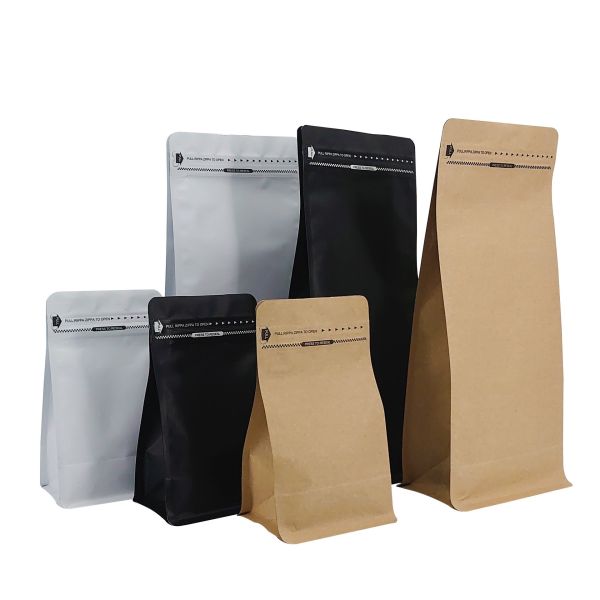 Custom Logo Stand Up Coffee Bags Kraft Resealable Pouches
