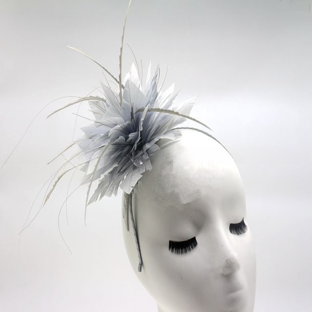Occasion Stripped Biot Goose Feather Fascinator Flower Mount With Headband 15x30cm