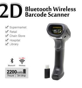 China USB Wireless Bluetooth Handhold Barcode Scanner 1D 2D Automatic Barcode Reader on sale