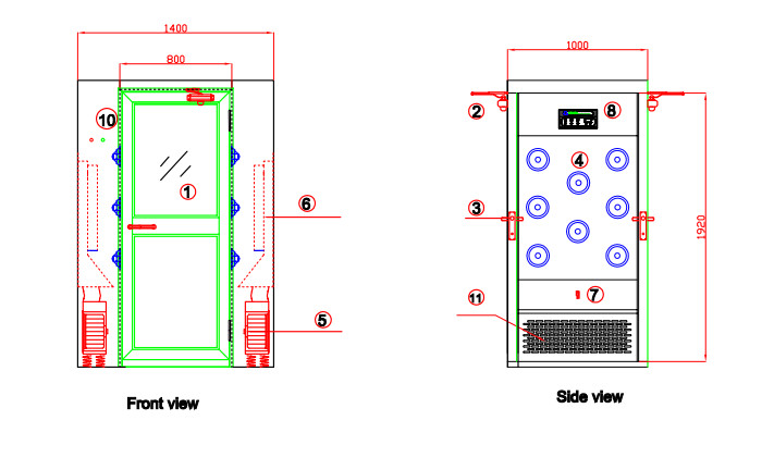 High Standard Automatic Stainless Steel Air Shower One Peronal With Exit Door Locked