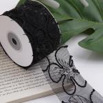 50mm Shinny Polyester Mesh Ribbon With Floral Jacquard Ribbon