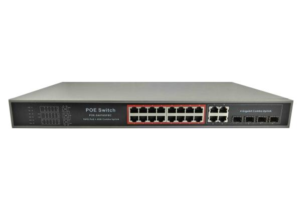 POE-S4416GFBC (16FE+4GE Combo) 16 Port 100Mbps IEEE802.3af/at PoE Switch 350W