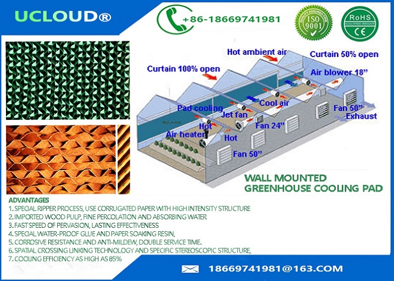 High intensity cooling pad with Aluminum Alloy Outer Frame WET CURTAIN PAPER FOR ROOM   COOLING for the Poultry farm house with CE