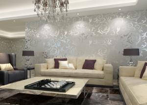 China White Non - woven Removable European Style Wallpaper For Living Room factory