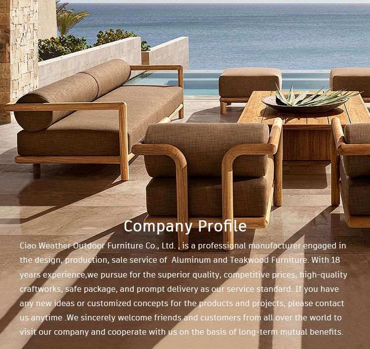Outdoor Garden Customized Color Modular Sectional Sofa Set made of Weather-Resistant Teak Wood
