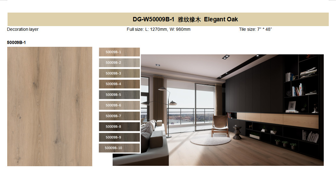 6mm Biodegradable Stone Plastic Composite Sound Resistant Elegant Oak Burlywood Wood Grain 0.5mm GKBM DG-W50009B