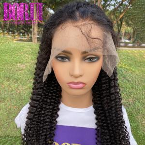 China Brazilian Original 180% Density Kinky Curly Human Hair Swiss Lace Frontal Wigs factory