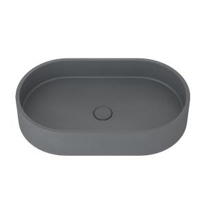 China Oval Shaped Concrete Wash Basin For Long Lasting Performance Blue Ashes Color factory