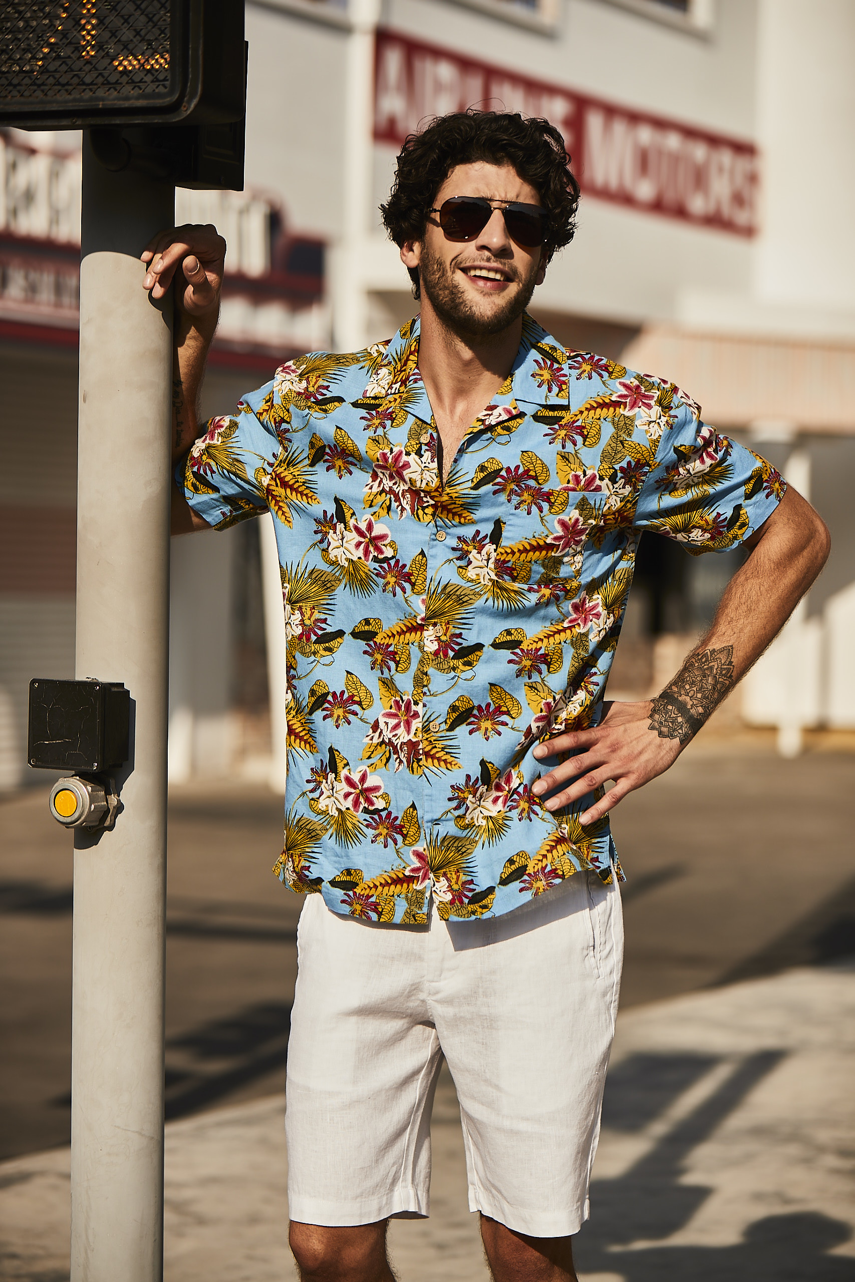 52% Linen Summer Button Up Shirts Mens Short Sleeve Hawaiian Casual Floral Shirts