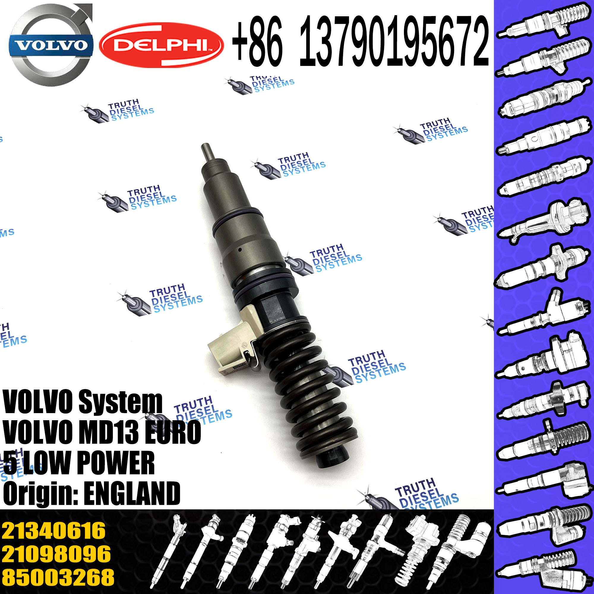 Common Rail inyector Unit Fuel Injector BEBE4D25001 21371679 85003268 21340616 For VOL MD13 EURO 5