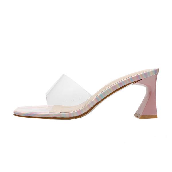 5569-2 Korean Fashion Open Toe High Heels Transparent Thin Sexy Sandals Thick