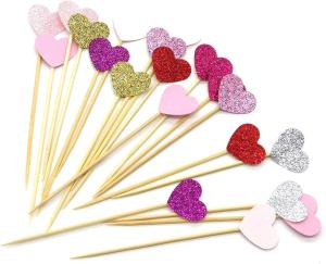China 7 Colors Peach Heart Cake Party Paper Cupcake Topper factory