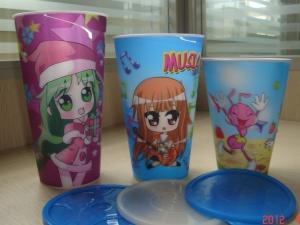 China PLASTIC LENTICULAR Food Grade Customized 3D lenticular Straw Cups plastic flip changing cup with Lid factory