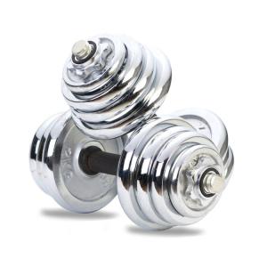 China Weightlifting Combination Barbell And Dumbbell Set Chrome Adjustable 50kg factory