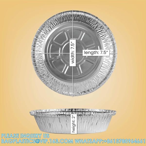 7.5" Inch Round Tin Foil Pans Disposable Aluminum, Freezer & Oven Safe - For