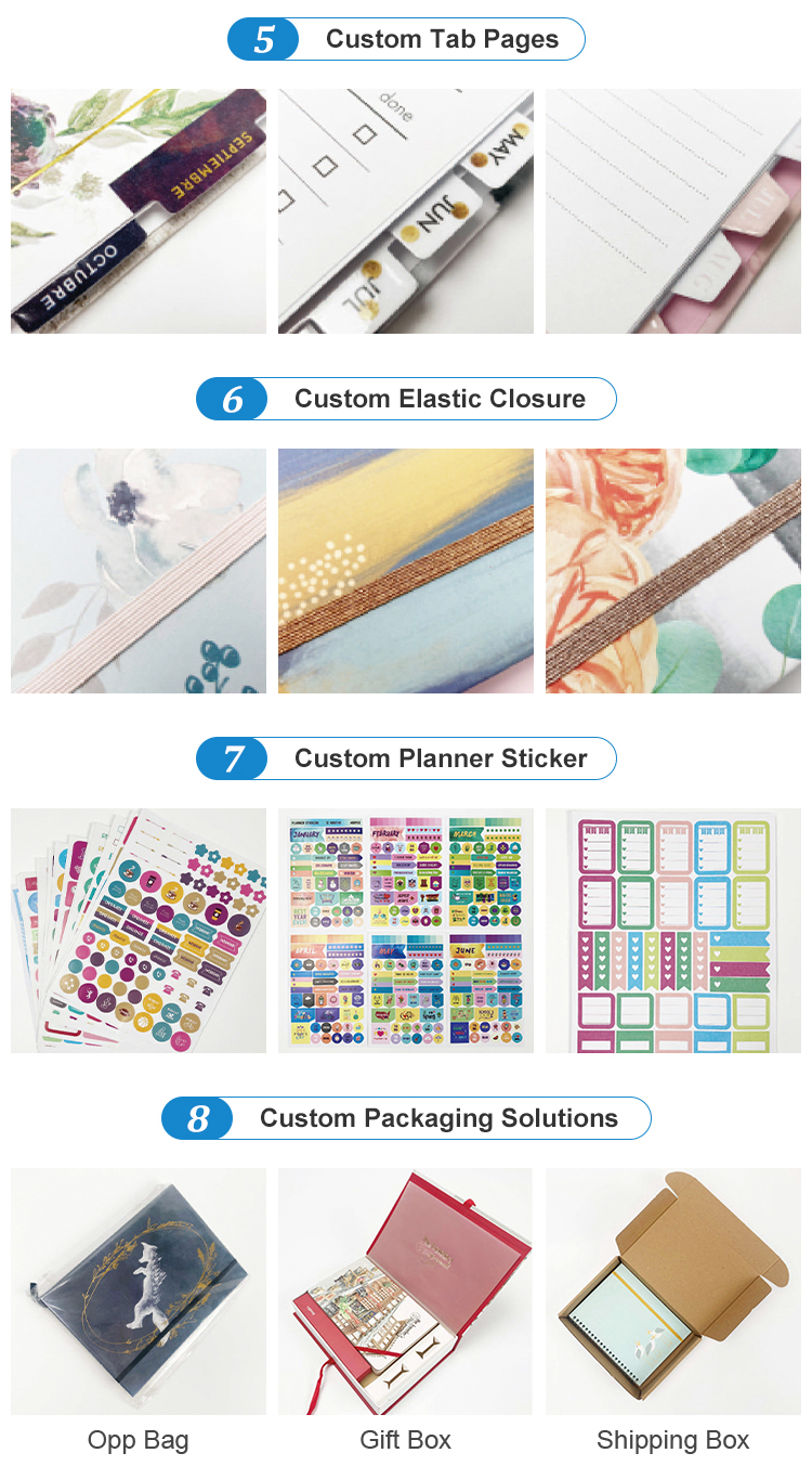 Customized A5 Hardcover Notebook Printing Daily Weekly Journal Budget Planner Notebook