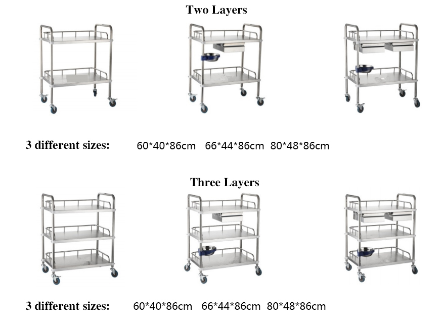 Hospital Use Stainless Steel Trolley