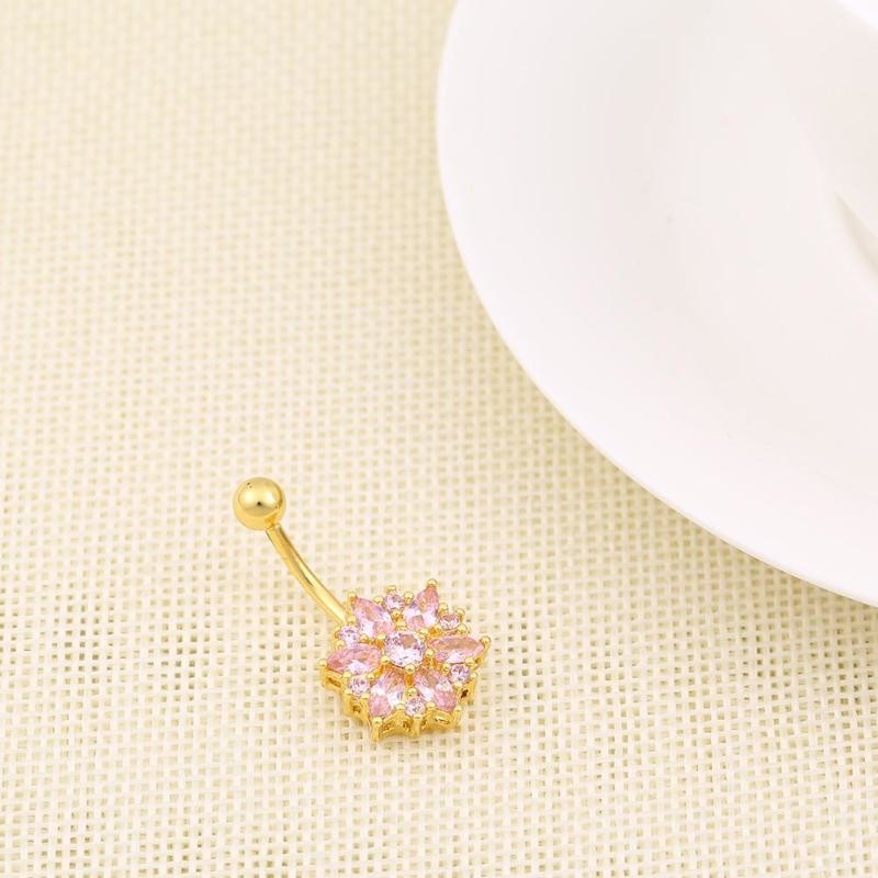 Hot selling flower zircon navel belly button ring body piercing jewelry