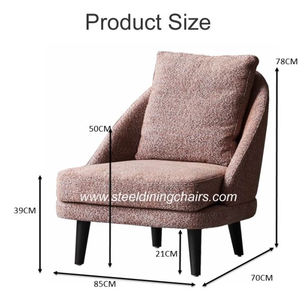Deep Seat Indoor SGS 85cm Upholstered Dining Chairs With Metal Legs