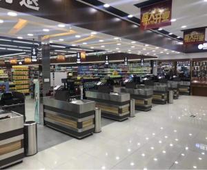 China 2400MM 24IN Retail Supermarket Checkout Counter Grocery Equipment factory