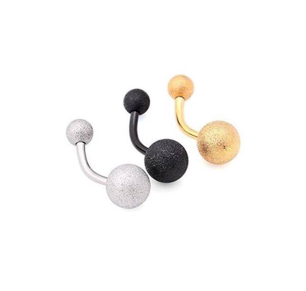 Belly button ring matt silver gold black navel ring two balls barbell body