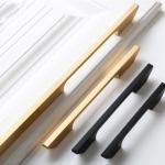192mm Wardrobe Aluminum Long Handles Black Gold Decoration For Closet